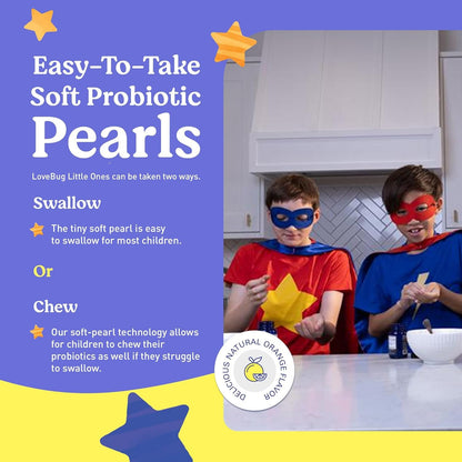 LOVEBUG Probiotics for Kids – Daily Gut Health & Immune Support (60 Soft Pearls)