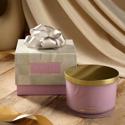 LOVERY Lavender 3-Wick Soy Candle Gift Set – Luxury Home Scent, Clean Burn, Up to 50 Hours