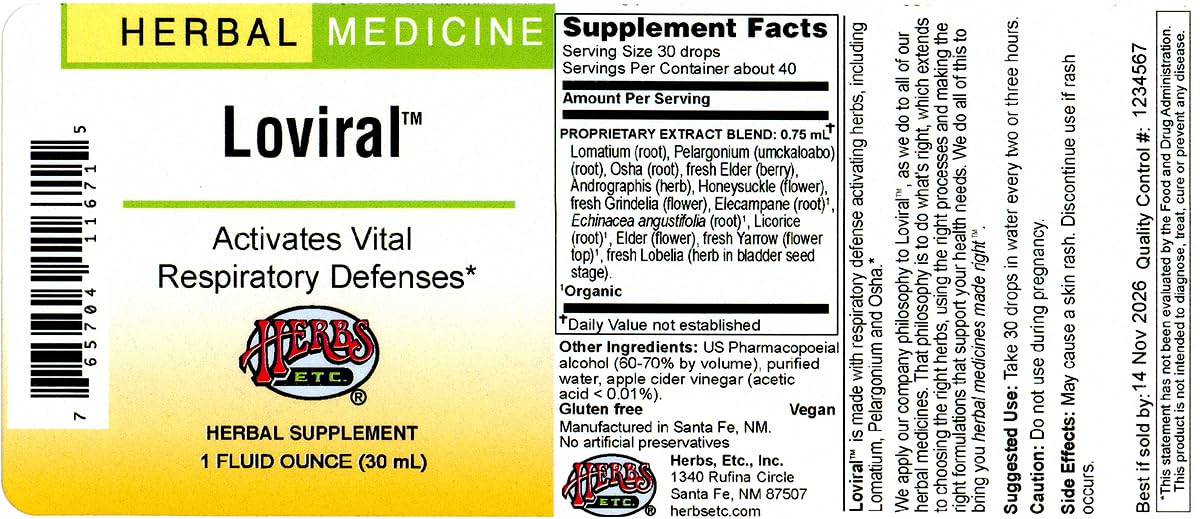 Herbs Etc. Loviral™ 1 oz – Lung Support & Immune Health