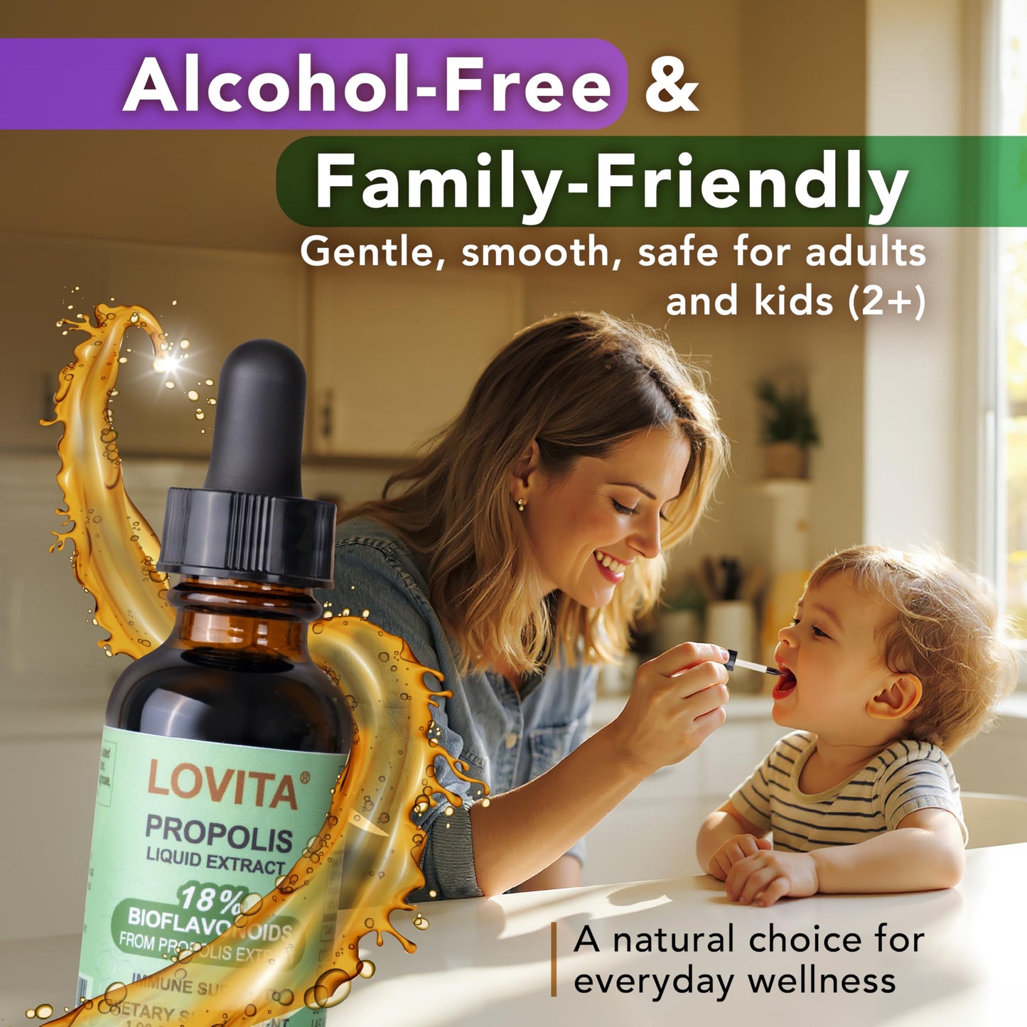 LOVITA Bee Propolis Liquid Extract 500mg - 5:1 Resin Drops, 18% Bioflavonoids