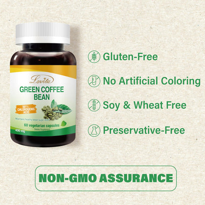 Lovita Green Coffee Bean Extract 1600 mg Equivalent, High Potent Green Coffee Extract with 50% Chlorogenic Acid for Natural Antioxidant & Size Reduction, Vegan Friendly, 60 Veggie Capsules