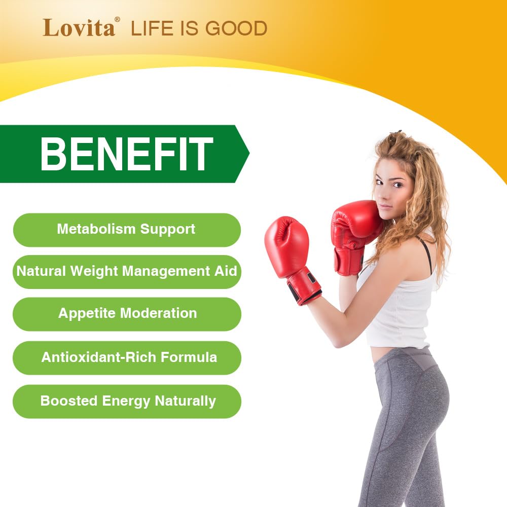 Lovita Green Coffee Bean Extract 1600 mg Equivalent, High Potent Green Coffee Extract with 50% Chlorogenic Acid for Natural Antioxidant & Size Reduction, Vegan Friendly, 60 Veggie Capsules