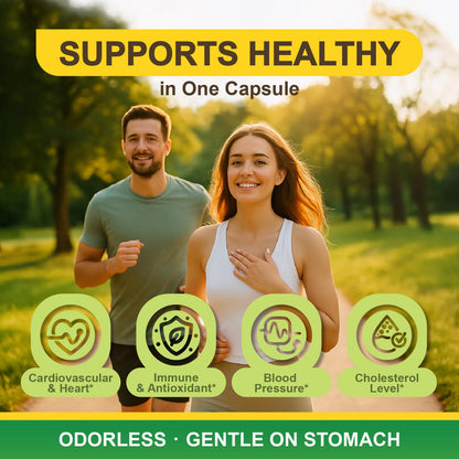 LOVITA Odorless Garlic Extract, 5000mg Fresh Garlic Equivalent, Standardized to 1.25% Allicin, Supports Heart, Blood Pressure, Cholesterol & Immune System, Non-GMO, Gluten-Free, 60 Vegan Capsules