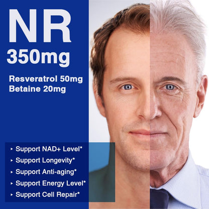 LOVITA NR 350 mg NAD Booster with Trans-Resveratrol & Betaine – 30 Vegan Enteric Capsules