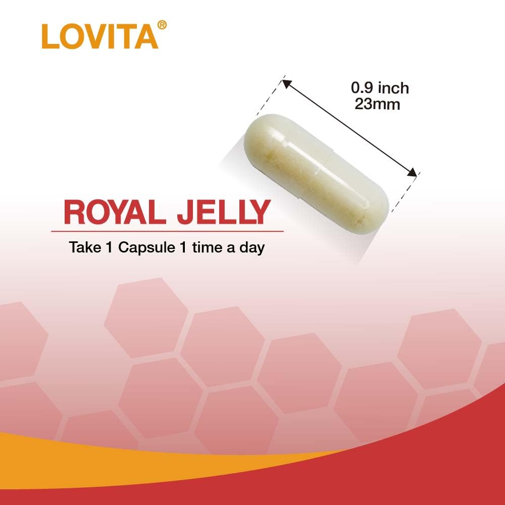 Lovita Royal Jelly 333 mg, 3:1 Concentrate, 20 mg 10-HDA, 60 Caps (Pack of 3)