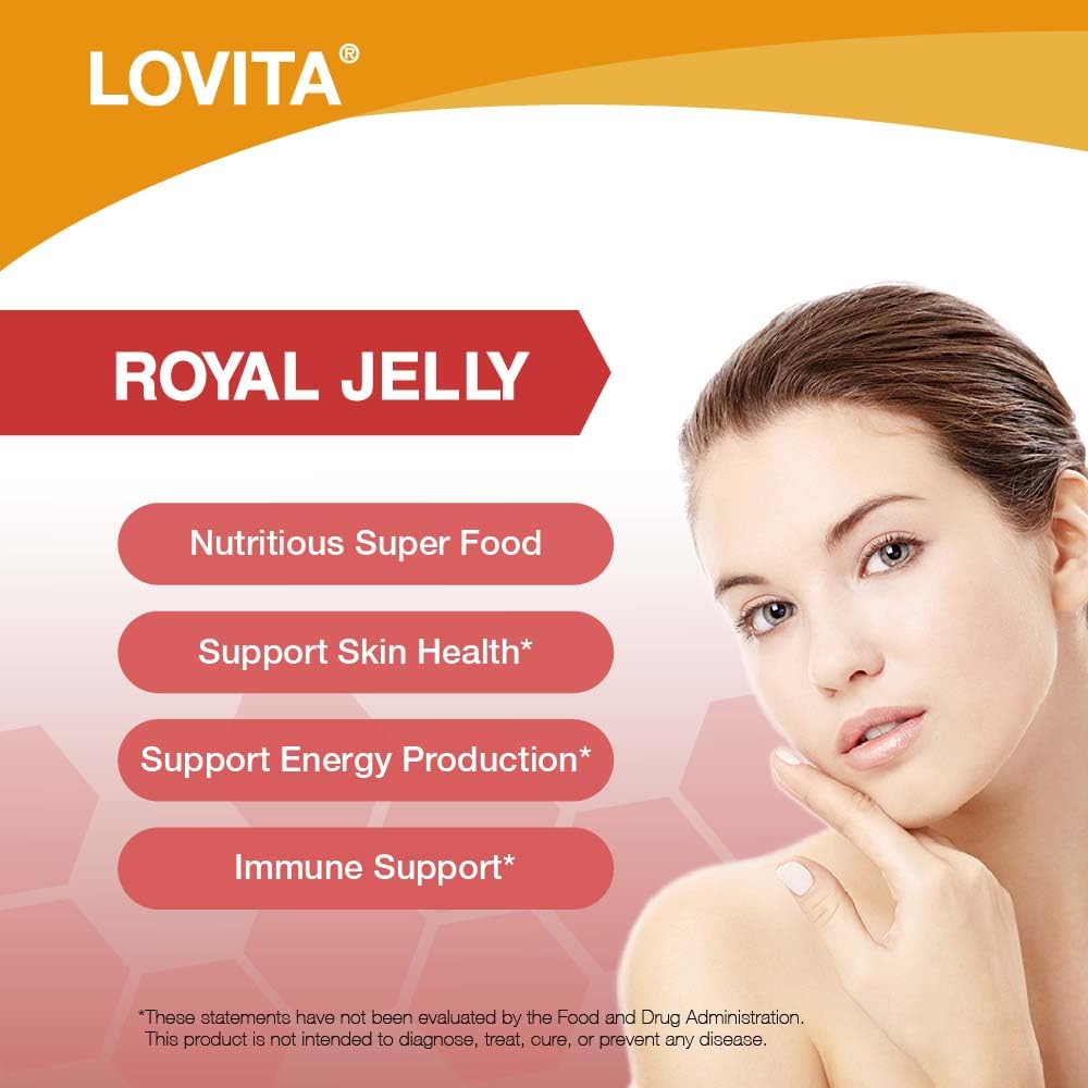 Lovita Royal Jelly 333 mg, 3:1 Concentrate, 20 mg 10-HDA, 60 Caps (Pack of 3)