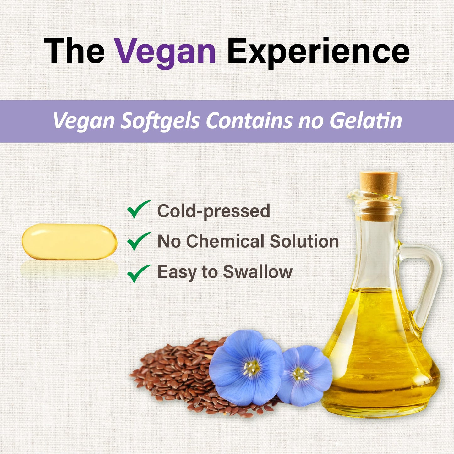 LOVITA Vegan Flaxseed Oil 1500mg + 900mg ALA Omega-3 | Cold-Pressed, Non-GMO, Gluten Free | 180 Softgels