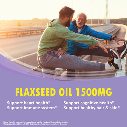 LOVITA Vegan Flaxseed Oil 1500mg + 900mg ALA Omega-3 | Cold-Pressed, Non-GMO, Gluten Free | 180 Softgels