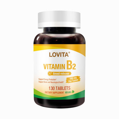 Lovita Vitamin B2 100mg Time-Release – 130 Vegan Tablets