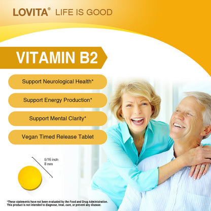 Lovita Vitamin B2 100mg Time-Release – 130 Vegan Tablets
