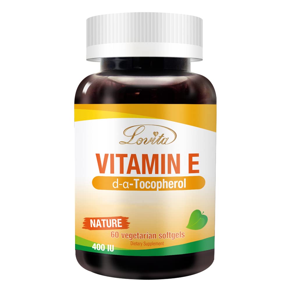 LOVITA Vitamin E 400 IU Softgels – Vegan D Alpha Tocopherol for Healthy Skin, Hair, Nails & Immune Support | 60 Softgels