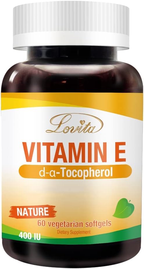 LOVITA Vitamin E 400 IU Softgels – Vegan D Alpha Tocopherol for Healthy Skin, Hair, Nails & Immune Support | 60 Softgels