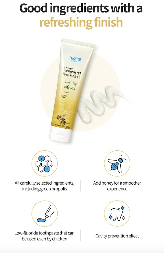 Low Fluoride Toothpaste with Propolis Extract – 200g (7.05oz) × 2 Pack