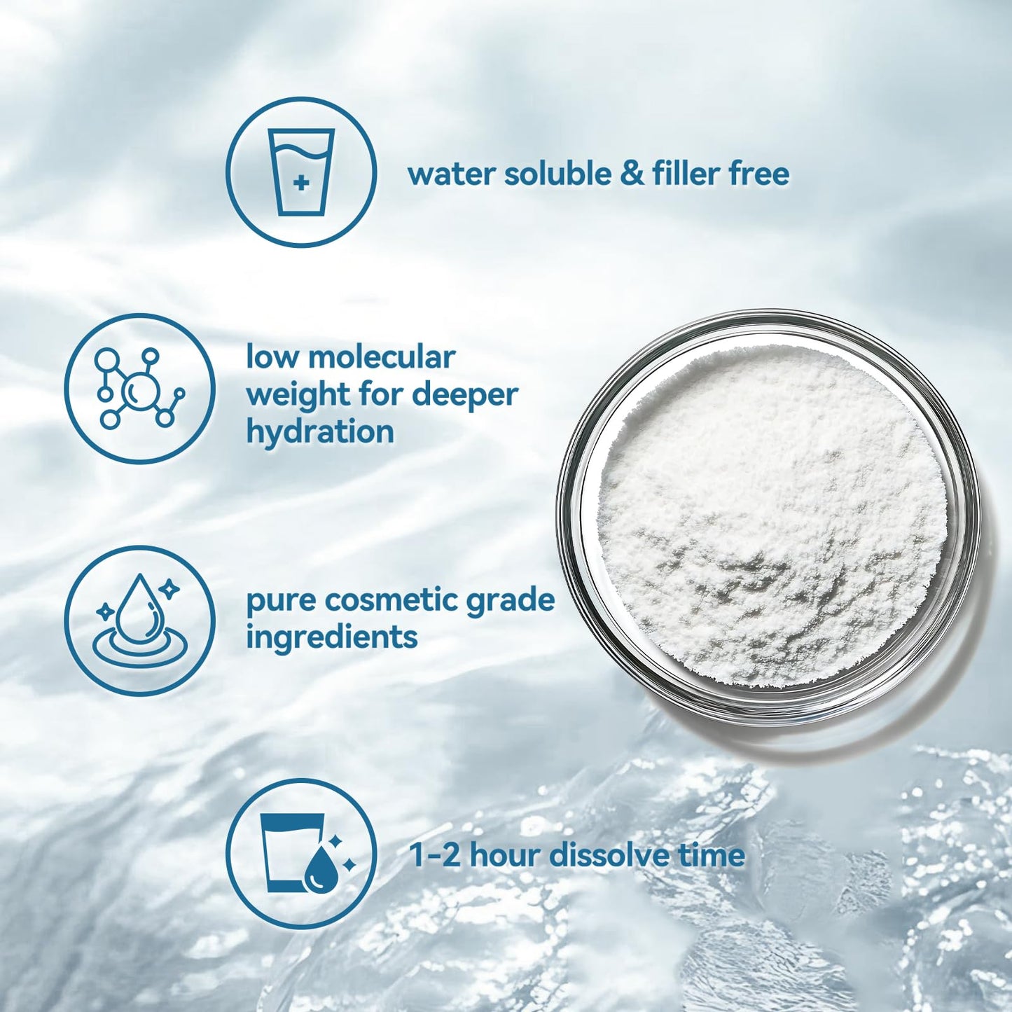 Pure Hyaluronic Acid Powder for Skin & Face | Organic, Low & High Molecular Weight, Sodium Hyaluronate, Food Grade