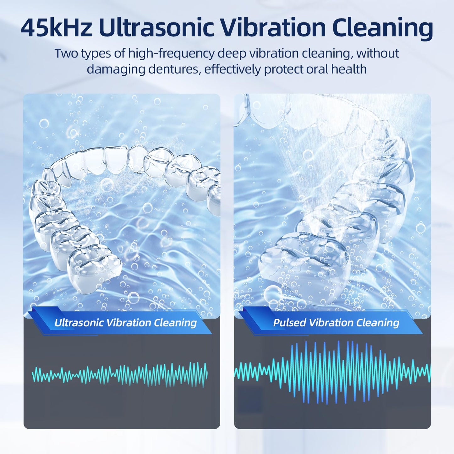 Ultrasonic Retainer Cleaner 200ml – 45kHz, 4 Modes for Dentures, Braces & Jewelry