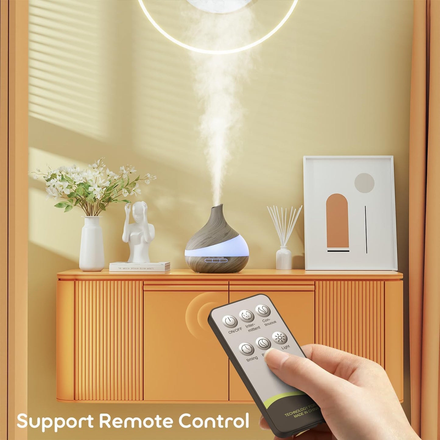 500ML Essential Oil Diffuser with Remote — 14-Color LED Night Light for Home Spa & Yoga