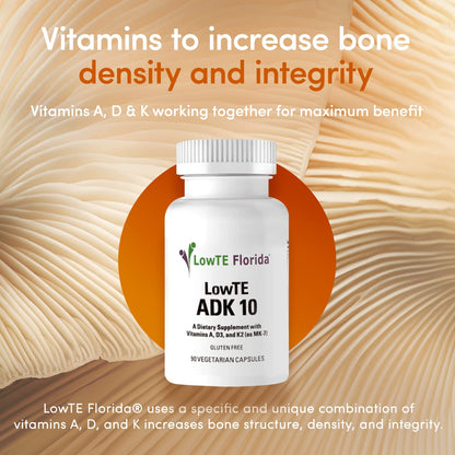 LowTE Florida ADK 10-90 Capsules - Vitamin D3 K2 A Multivitamin for Bones & Heart