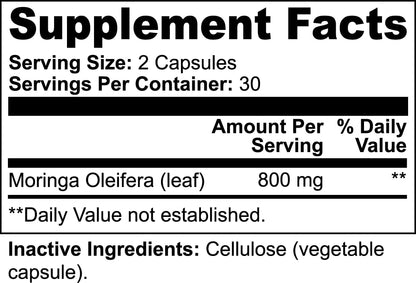 Moringa Powder Capsules - 800mg | Lozano Organics Natural Antioxidant Superfood