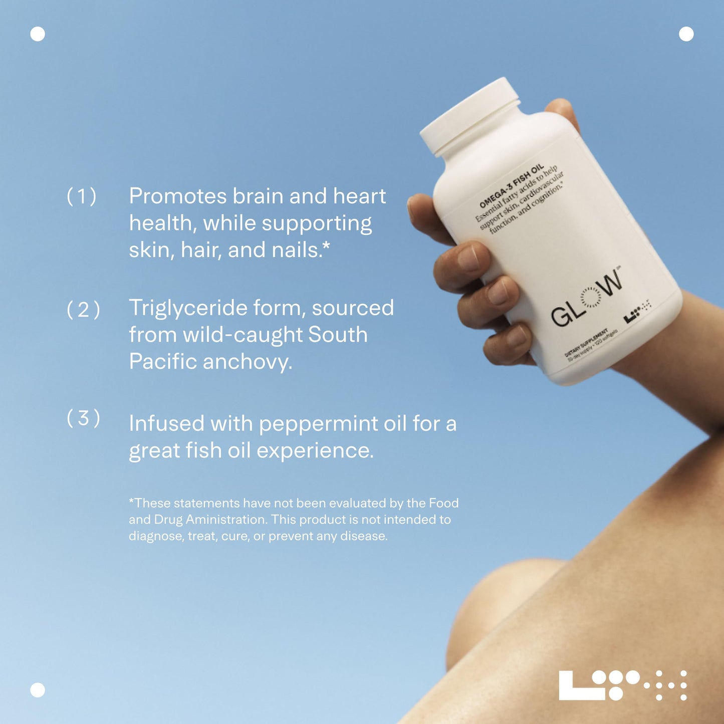 LTH Glow Omega-3 Fish Oil - Trusted by Life Time Members - NSF Certified for Sport - Supports Brain & Heart Health - Aids Healthy Skin, Hair & Nails - Gluten Free & Soy Free - 30 Servings