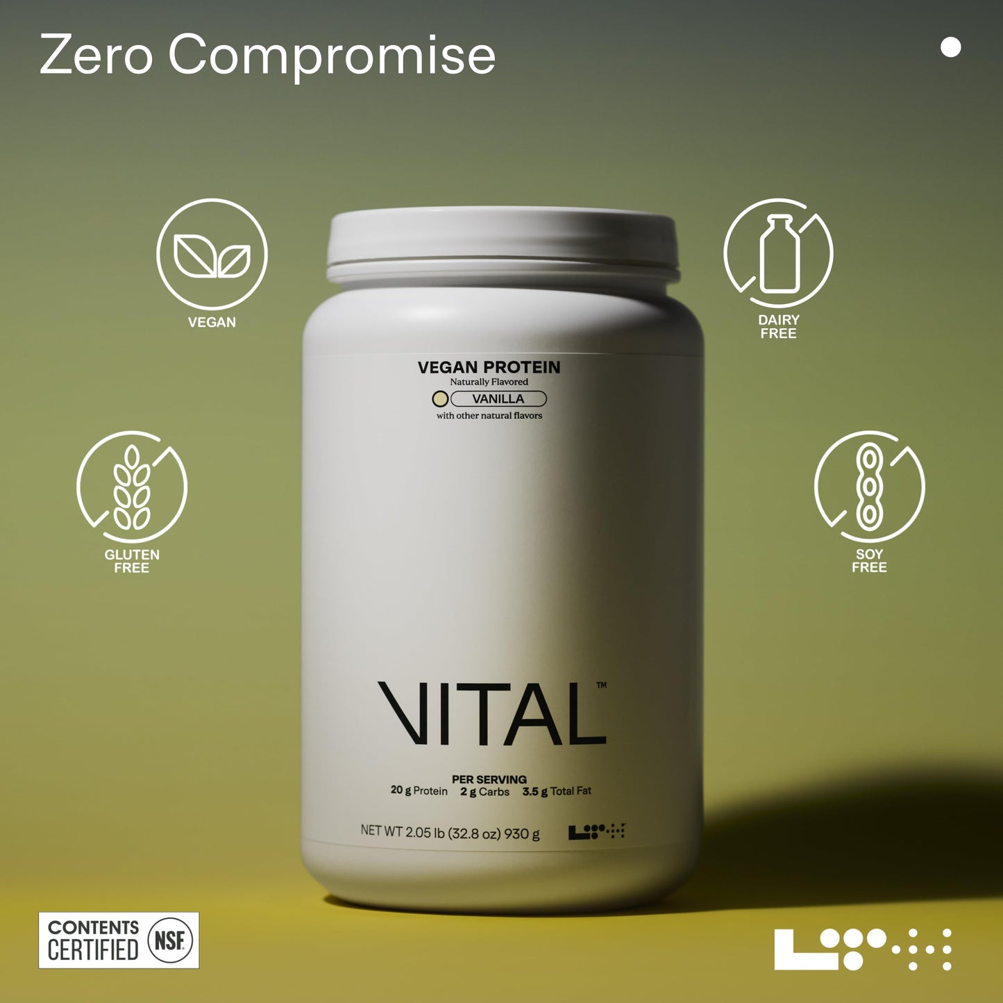 LTH Vital Vegan Protein – Plant-Based Pea Protein Powder | Vanilla, 30 Servings | Dairy Free & Soy Free