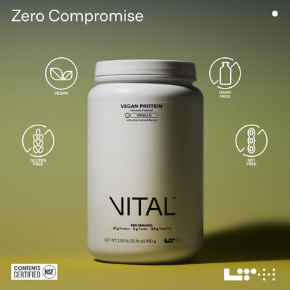 LTH Vital Vegan Protein – Plant-Based Pea Protein Powder | Vanilla, 30 Servings | Dairy Free & Soy Free