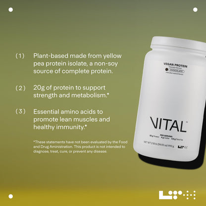 LTH Vital Vegan Protein - Trusted by Life Time Members | Plant-Based Pea Protein - Chocolate, 30 Servings
