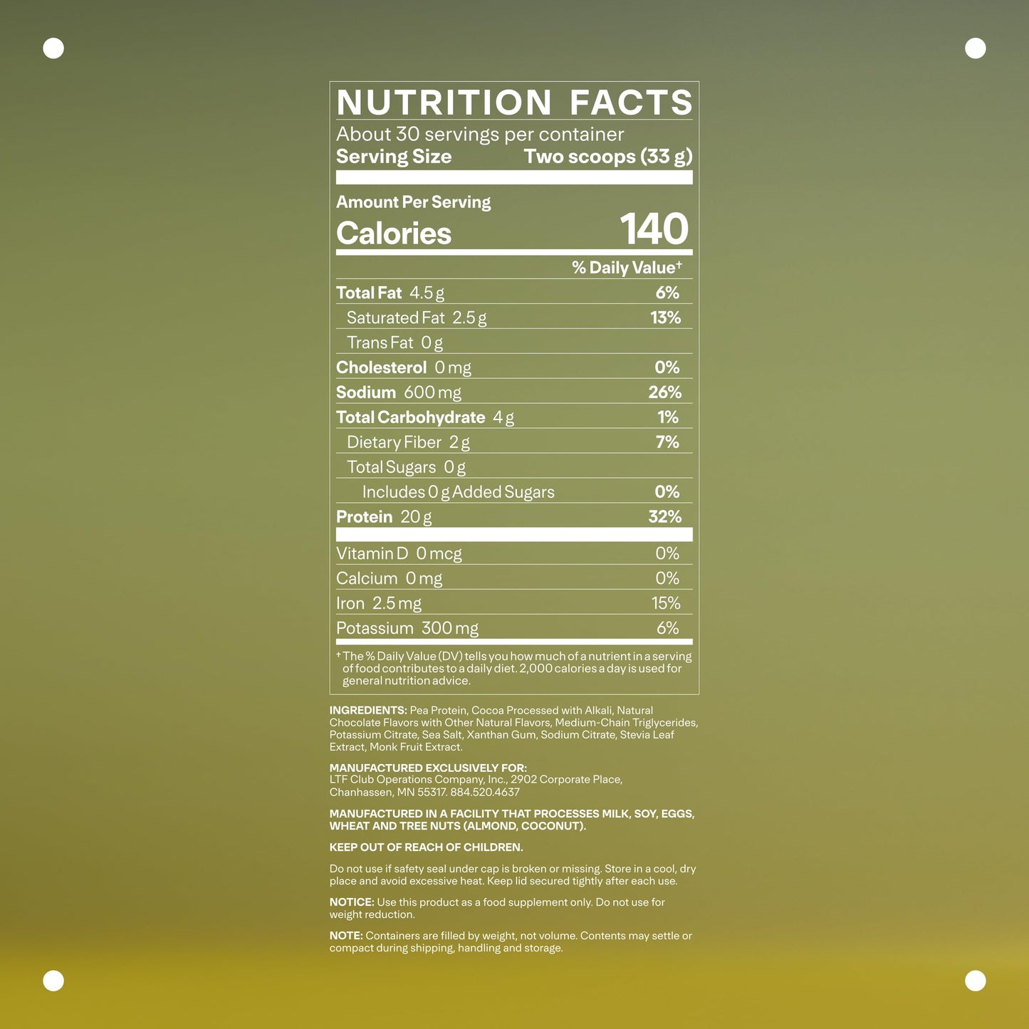 LTH Vital Vegan Protein - Trusted by Life Time Members | Plant-Based Pea Protein - Chocolate, 30 Servings