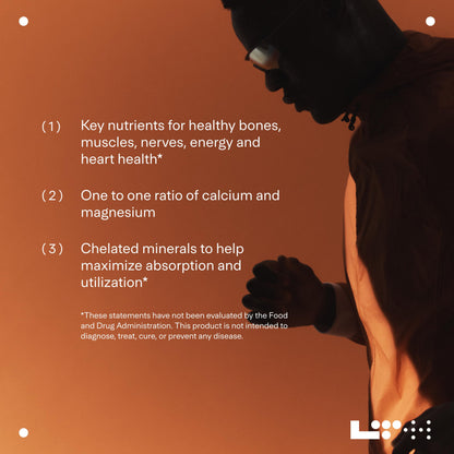 LTH Solid Calcium & Magnesium - Trusted by Life Time Members - Mineral Supplement - Support Energy, Muscle, Bone & Heart Health - 1 to 1 Ratio - 30-Day Supply