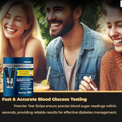 LUAL Premier Blood Glucose Test Strips 100 Ct — No Coding, Premier Meter Compatible