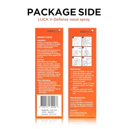LUCA V-Defense Nasal Spray – Drug-Free Relief, Moisturizes Nasal Passages | 0.67 fl oz (200 Sprays)