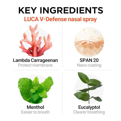 LUCA V-Defense Nasal Spray – Drug-Free Relief, Moisturizes Nasal Passages | 0.67 fl oz (200 Sprays)