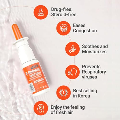 LUCA V-Defense Nasal Spray – Drug-Free Relief, Moisturizes Nasal Passages | 0.67 fl oz (200 Sprays)