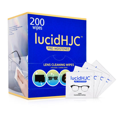 LucidHJC Lens Wipes – 200 Pre-Moistened Wipes for Eyeglasses, Camera Lenses, and Screens