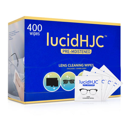 LucidHJC Lens Wipes – 400 Pre-Moistened Wipes for Glasses, Lenses, and Screens