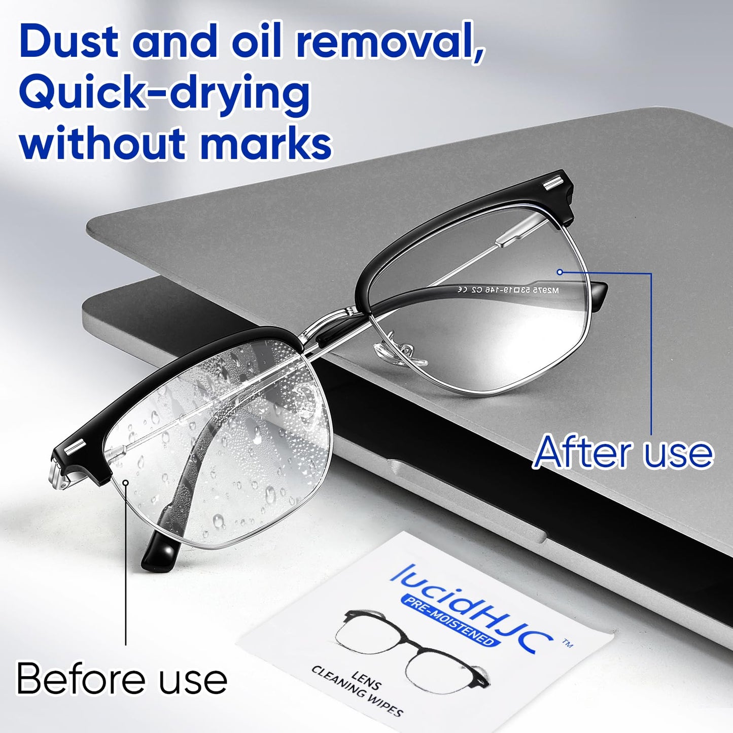 LucidHJC Lens Wipes – 400 Pre-Moistened Wipes for Glasses, Lenses, and Screens