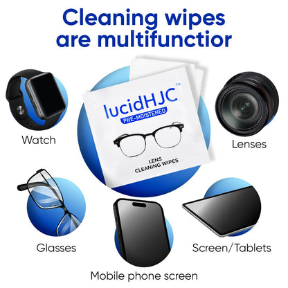LucidHJC Lens Wipes – 400 Pre-Moistened Wipes for Glasses, Lenses, and Screens