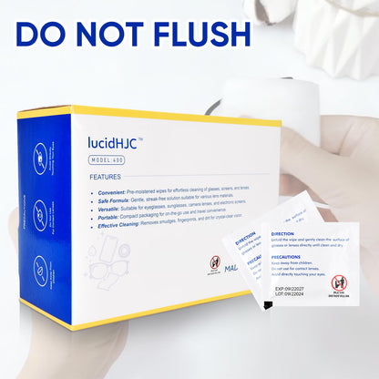 LucidHJC Lens Wipes – 400 Pre-Moistened Wipes for Glasses, Lenses, and Screens