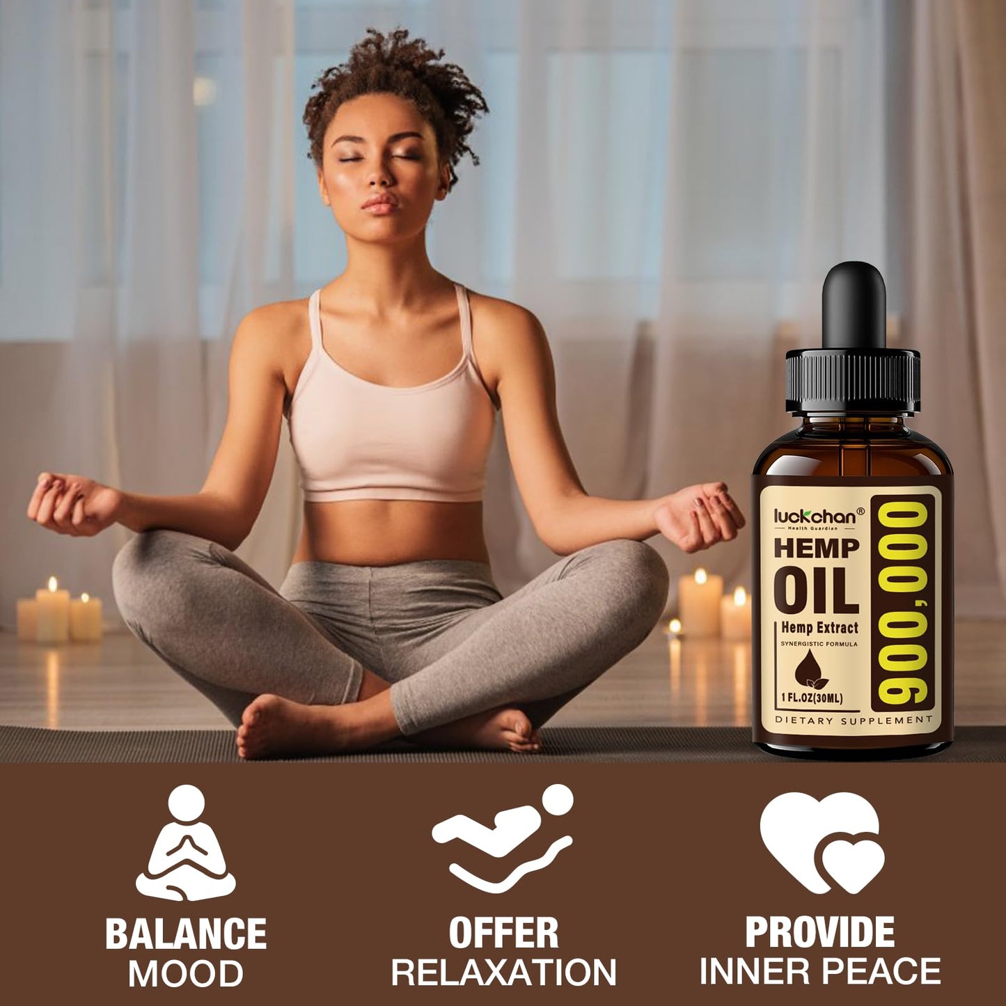 LUCKCHAN 4-Pack Premium Hemp Oil – Anxiety, Stress & Sleep Support
