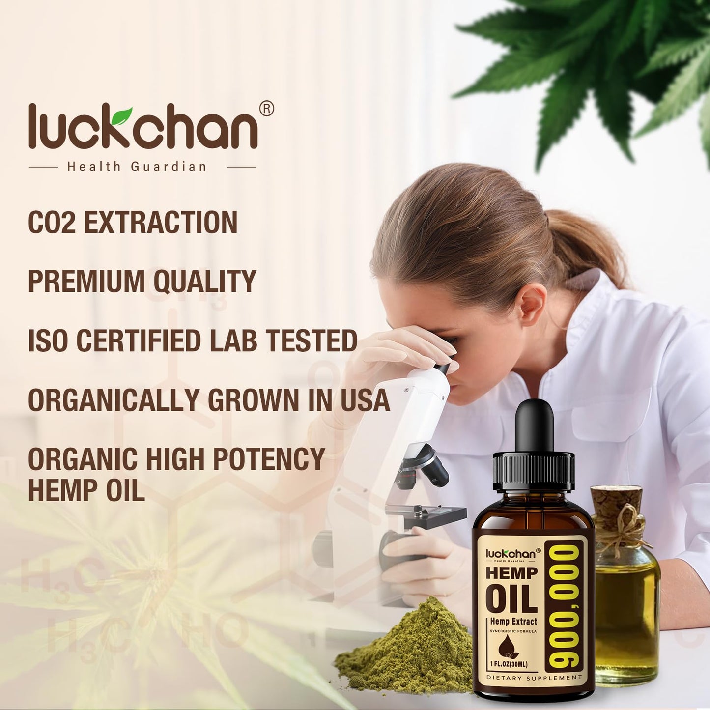 LUCKCHAN 4-Pack Premium Hemp Oil – Anxiety, Stress & Sleep Support