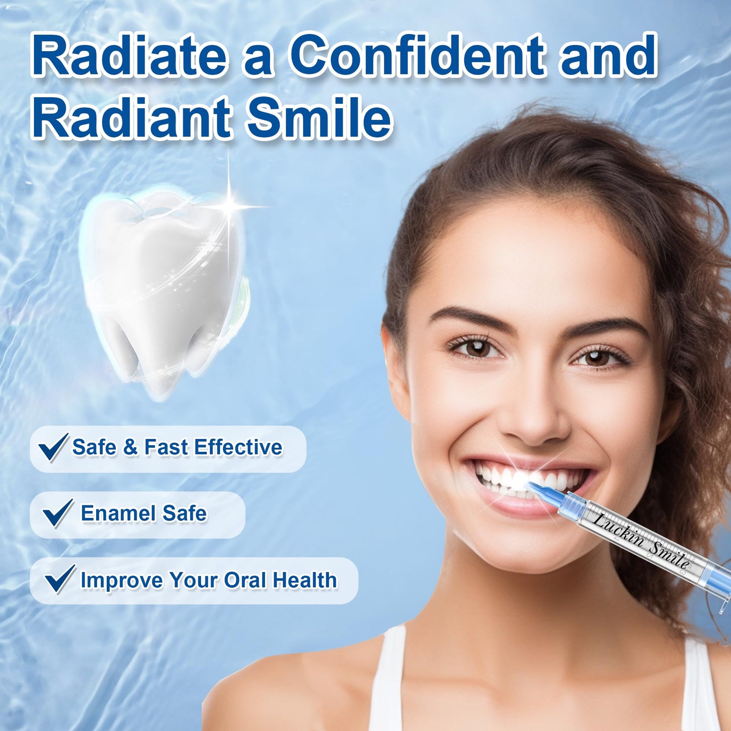 LUCKIN SMILE 10pcs Teeth Whitening Gel Refill – 35% Carbamide Peroxide, Gentle on Sensitive Teeth