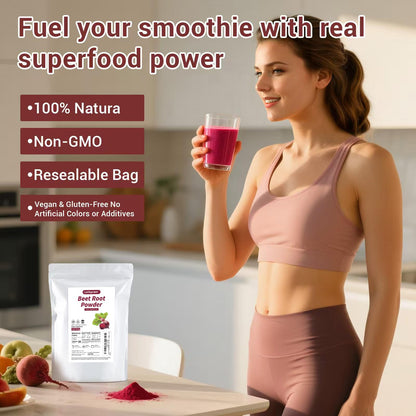 Luckycare Original Beet Root Powder | Non-GMO Beetroot Superfood | Vegan & Gluten Free | Natural Nitric Oxide Supplement | Supports Pre Workout Energy | 16oz