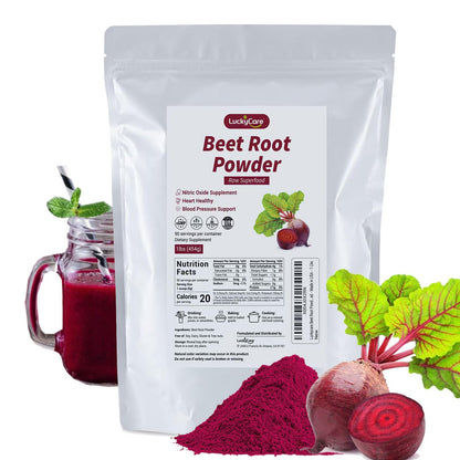Luckycare Original Beet Root Powder | Non-GMO Beetroot Superfood | Vegan & Gluten Free | Natural Nitric Oxide Supplement | Supports Pre Workout Energy | 16oz