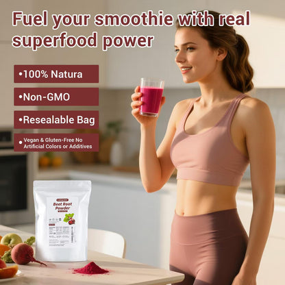 Luckycare Raw Beet Root Powder 2lb - Cold-Pressed Beet Superfood | Plant-Based Nitrates | Non-GMO, Vegan, Gluten-Free