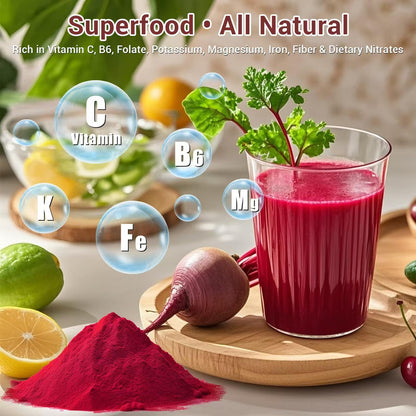 Luckycare Raw Beet Root Powder 2lb - Cold-Pressed Beet Superfood | Plant-Based Nitrates | Non-GMO, Vegan, Gluten-Free