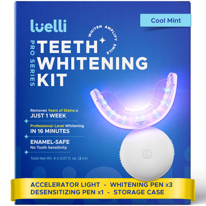 Luelli Teeth Whitening Kit – 35% Carbamide Peroxide, 32 LED, Enamel Safe, For Sensitive Teeth | Travel