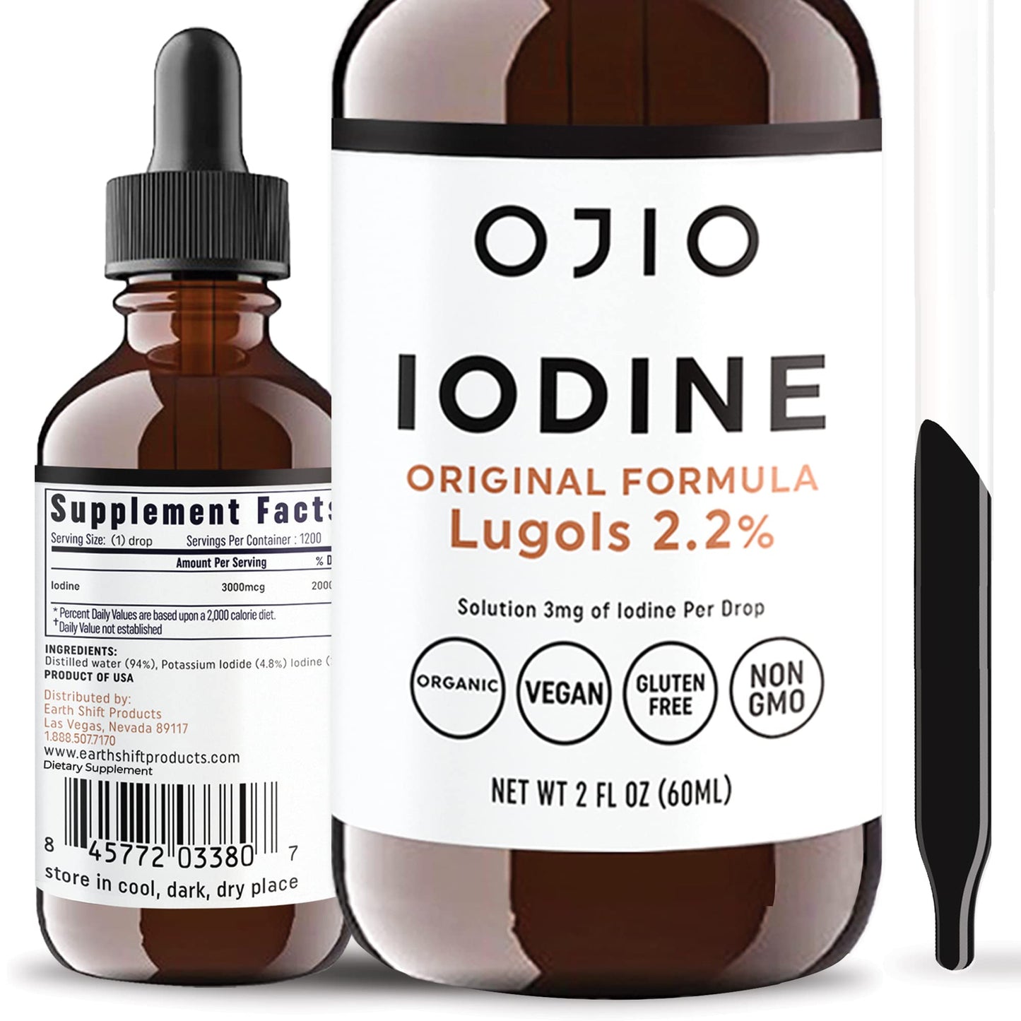 Lugols Iodine Solution 2% – 2 fl oz (Pack of 1) | High Potency Liquid Drops for Thyroid Health & Energy