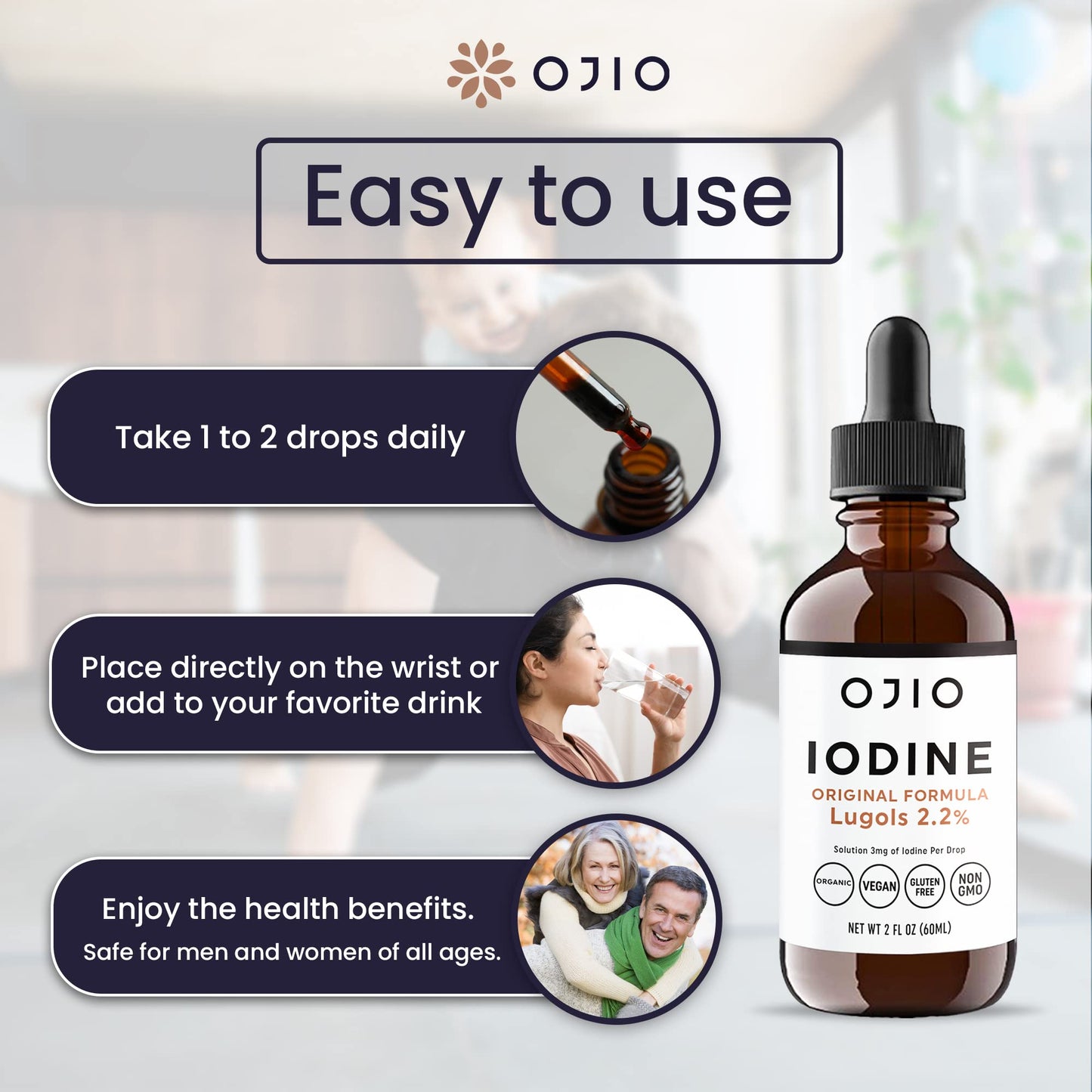 Lugols Iodine Solution 2% – 2 fl oz (Pack of 1) | High Potency Liquid Drops for Thyroid Health & Energy