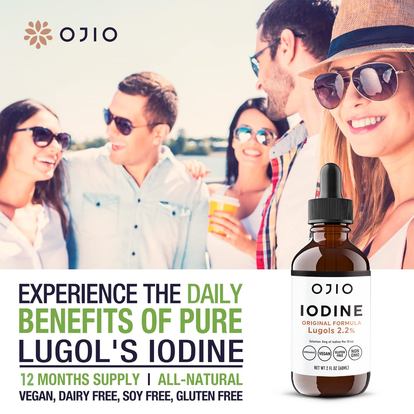Lugols Iodine Solution 2% – 2 fl oz (Pack of 1) | High Potency Liquid Drops for Thyroid Health & Energy