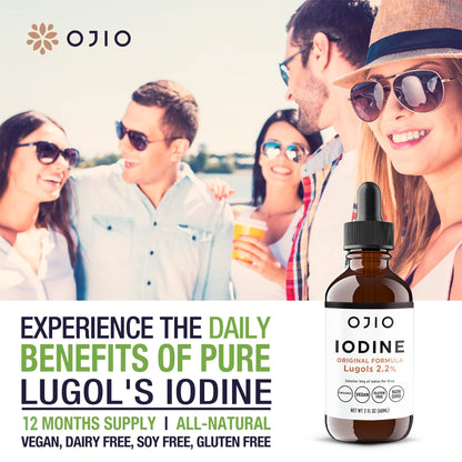 Lugols Iodine Solution 2% – 2 fl oz (Pack of 1) | High Potency Liquid Drops for Thyroid Health & Energy