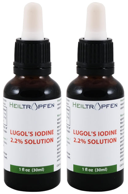 2X Lugol's Iodine Solution – 2x1 fl oz / 2x30 ml | Pharmaceutical Grade | Third-Party Tested | Heiltropfen